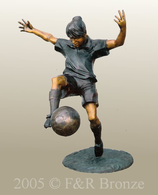Jumbo Soccer Player Bronze Statue