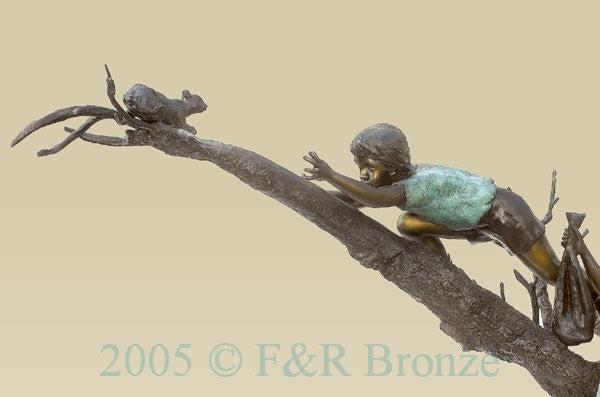 Three Boys with Squirrel On Tree