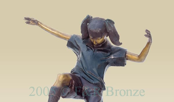 Jumbo Girl Playing Soccer Bronze Statue