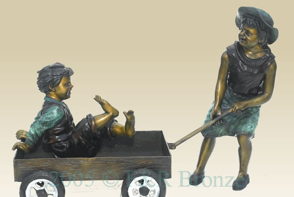 Jumbo Pulling The Wagon Bronze Statue