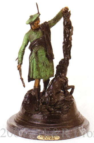 Scottish Hunter with Fox Bronze Statue by Pierre-Jules Mêne