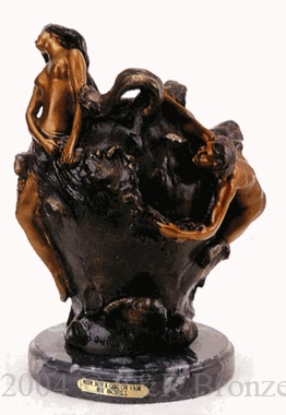 Nude Boy & Girl on Vase bronze statue by Bofill