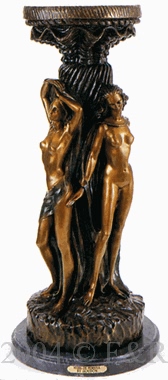 Bronze Nudes on Pedestal by Houdon