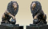 Seated Lions with Ball on Pedestal bronze statue