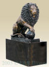 Set of Seated Lions with Ball on Pedestal bronze