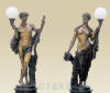 Boy and Girl on pedestal bronze lamp