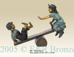 Children on Teeter Totter bronze statue