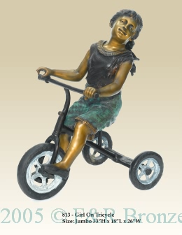 Girl on Tricycle Bronze statue by Turner