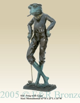 Frog with Cigar bronze sculpture