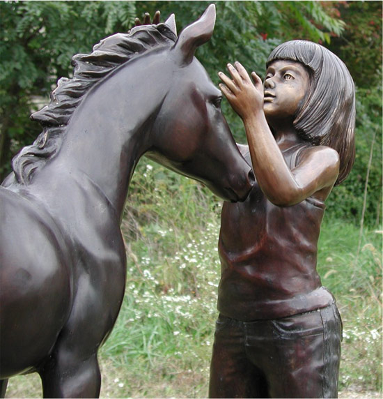 Girl and her Foal bronze statue - 1