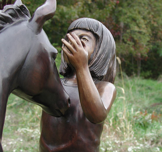 Girl and her Foal bronze statue - 2
