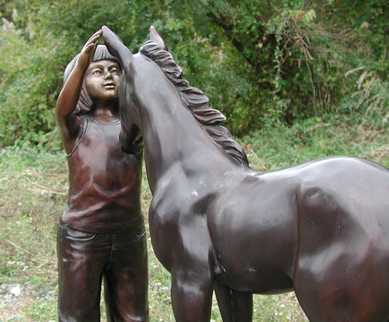 Girl and her Foal bronze statue - 8