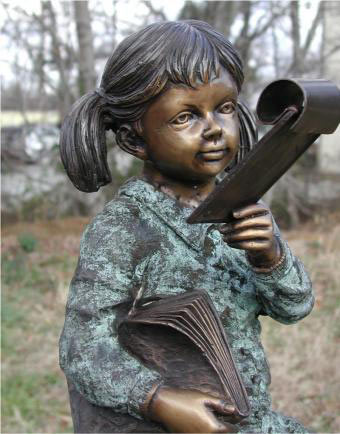 Girl Sitting on Globe Reading Bronze statue - 3