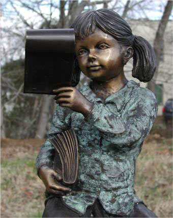 Girl Sitting on Globe Reading Bronze statue - 4