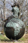 Girl Sitting on Globe Reading Bronze Statue
