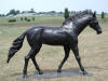 Brown Running Quarter Horse Bronze Sculpture