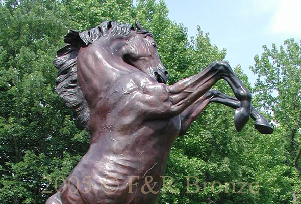 Rearing Stallion Bronze statue-12