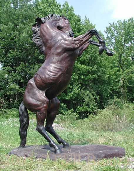 Rearing Stallion Bronze statue-2