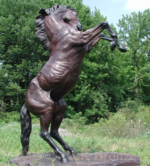Rearing Stallion Bronze statue-3
