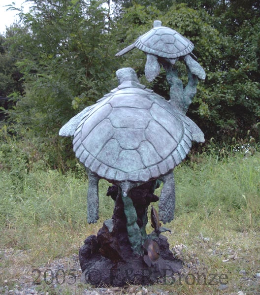 Two Sea Turtles bronze Fountain-10