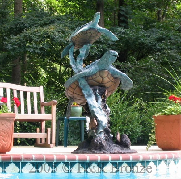 Two Sea Turtles bronze Fountain-2