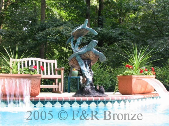 Two Sea Turtles bronze Fountain-3
