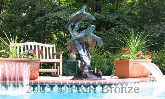 Two Sea Turtles bronze Fountain-4