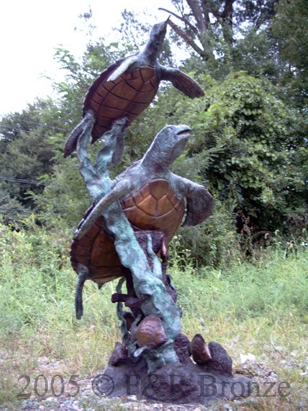 Two Sea Turtles bronze Fountain-16