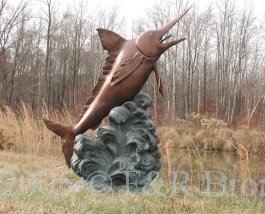 Single Marlin bronze statue fountain