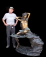 Nude Girl Seated On Rock bronze sculpture fountain