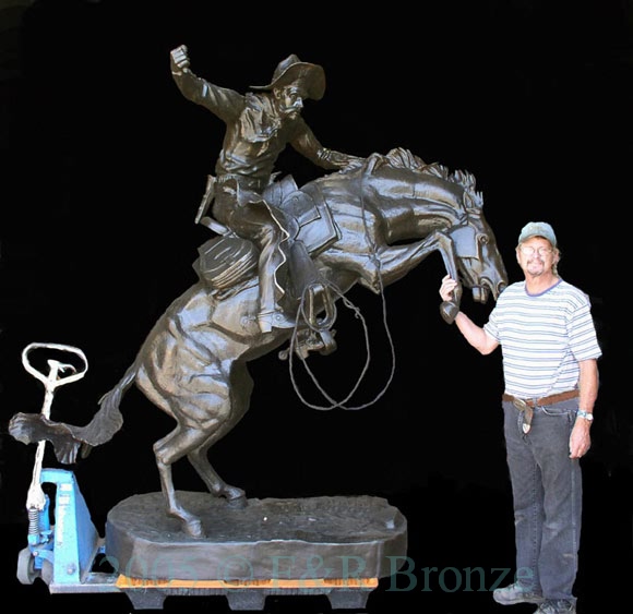 Heroic Bronco Buster bronze statue-1