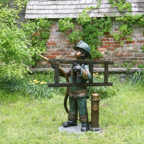 Firefighter Boy fountain Bronze Statue-6