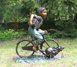 Bicycle Boy Bronze Statue