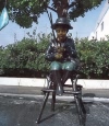 Boy Fishing on Stool bronze statue