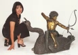 Boy on Duck bronz sculpture fountain by Girardon