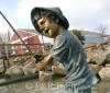 Boy with Fish bronze sculpture