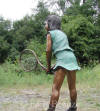 Girl Swinging Tennis Racket bronze