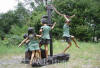 Kids with Water Pump bronze sculpture fountain