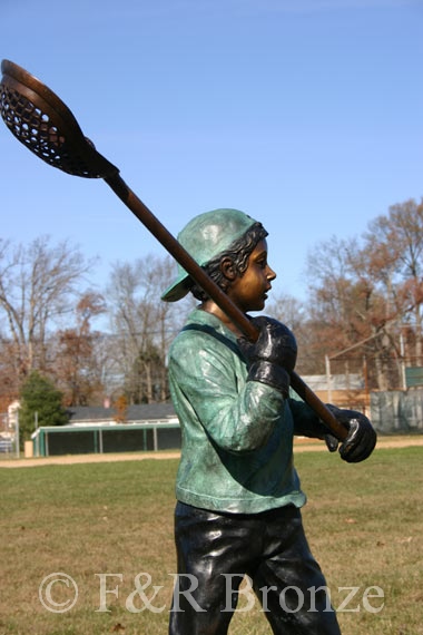Boy Playing Lacrosse bronze sculpture-3