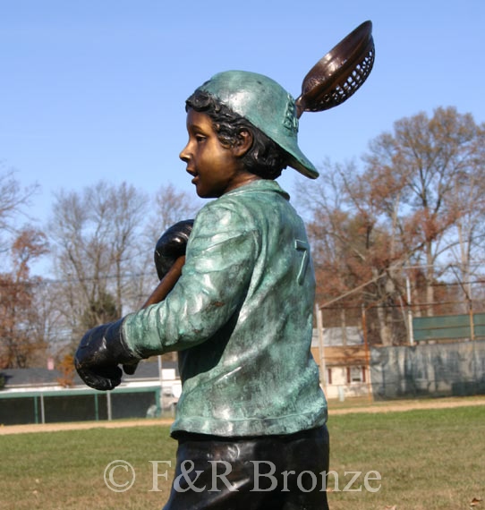 Boy Playing Lacrosse bronze sculpture-4