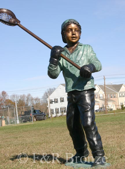 Boy Playing Lacrosse bronze sculpture-5