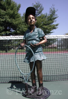 Standing Tennis Girl bronze statue