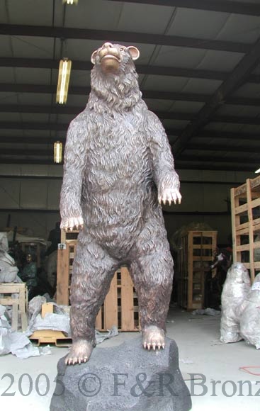 Bear Standing on Rock bronze statue-1