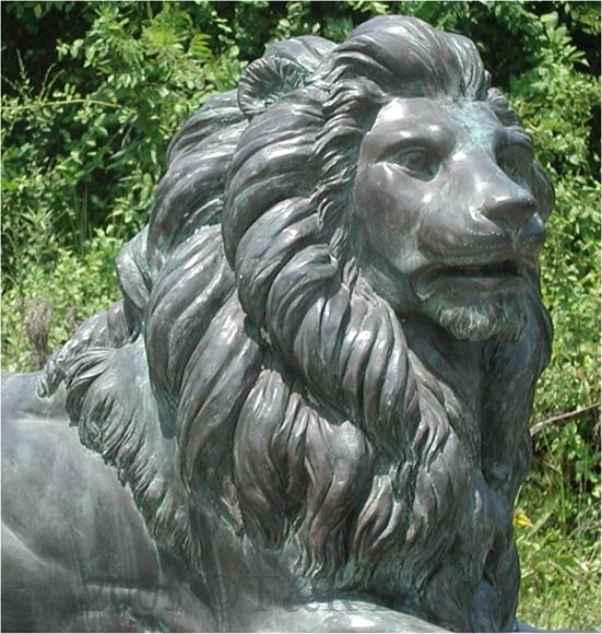 Pair of Majestic Guard Lions bronze-3