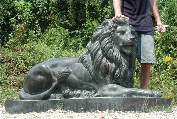 Pair of Majestic Guard Lions bronze-7