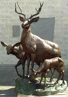 Lifesize Elk Family Bronze Statue