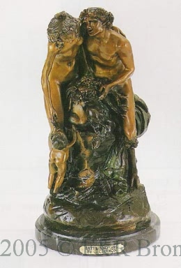 Satyr and Girl bronze statue by Clodion