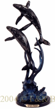 Two Playing Whales bronze sculpture by Turner