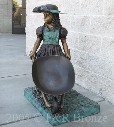 Girl With Wheelbarrow bronze-4