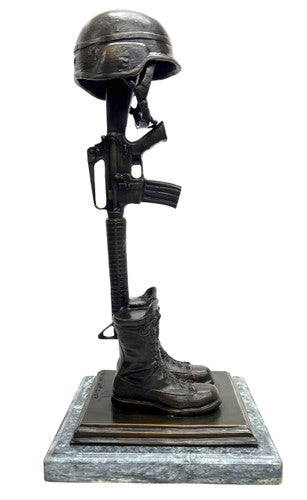 Desk Size New Era Fallen Soldier Bronze Memorial Statue, view 3